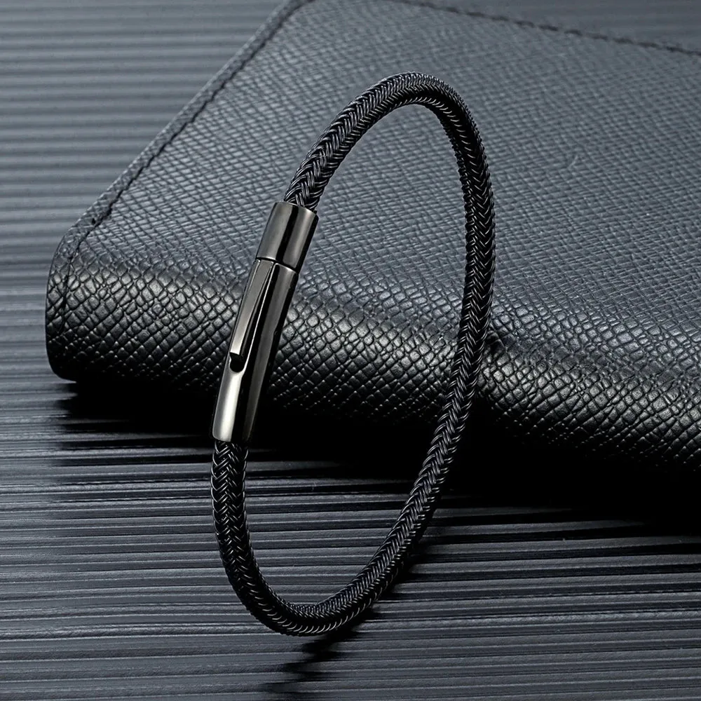 MKENDN Punk Simple Style Men Jewelry Non-fading Steel Wire Rope Bracelet Classic Cuff Charm Bracelet for Men Male Gifts