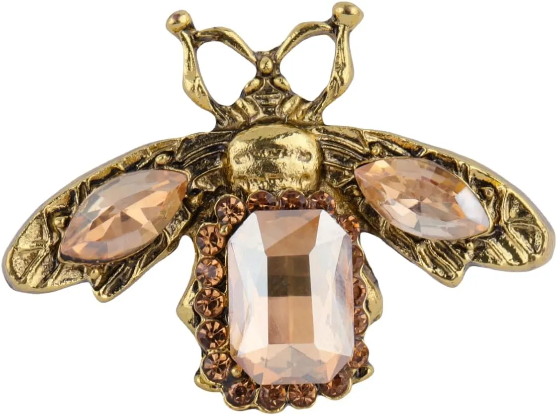 MLEPUS Yellow Rhinestone Honey Bee Brooch Pin for Women Men Gold plated Fashion Crystal Vintage Insect Animal Bumblebee Brooch Lapel Pin Clothing Accessories Jewellery Hat Bag Suit Tie DIY