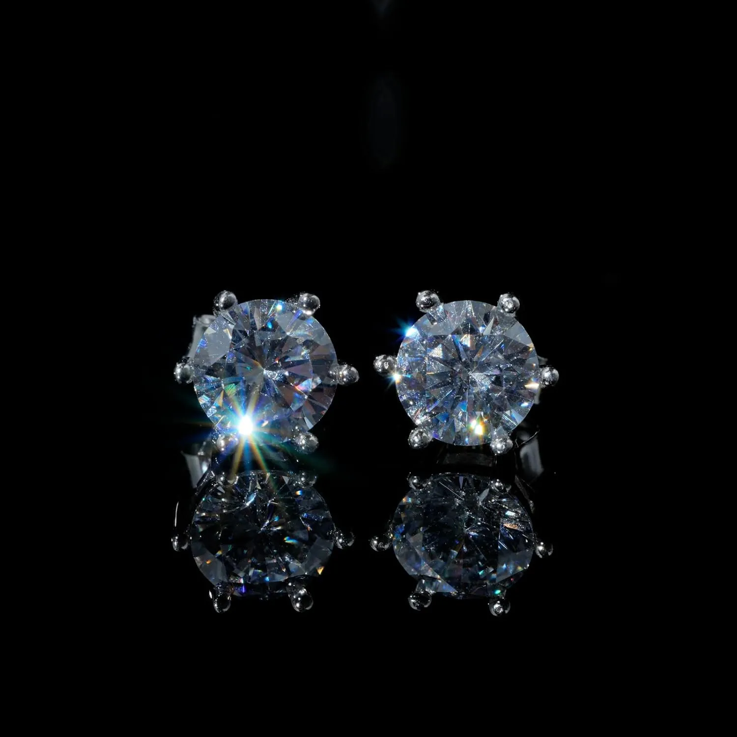 Moissanite Stud Earrings for Women Men 0.6-4ct, 18K Yellow Gold Plated 925 Sterling Silver Mens Stud Earrings, Hypoallergenic Round Cut Earrings Lab Created VVS1 Faux Diamond Stud Push Back