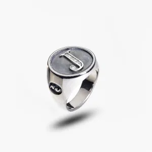 MONETA Silver Initial J Ring