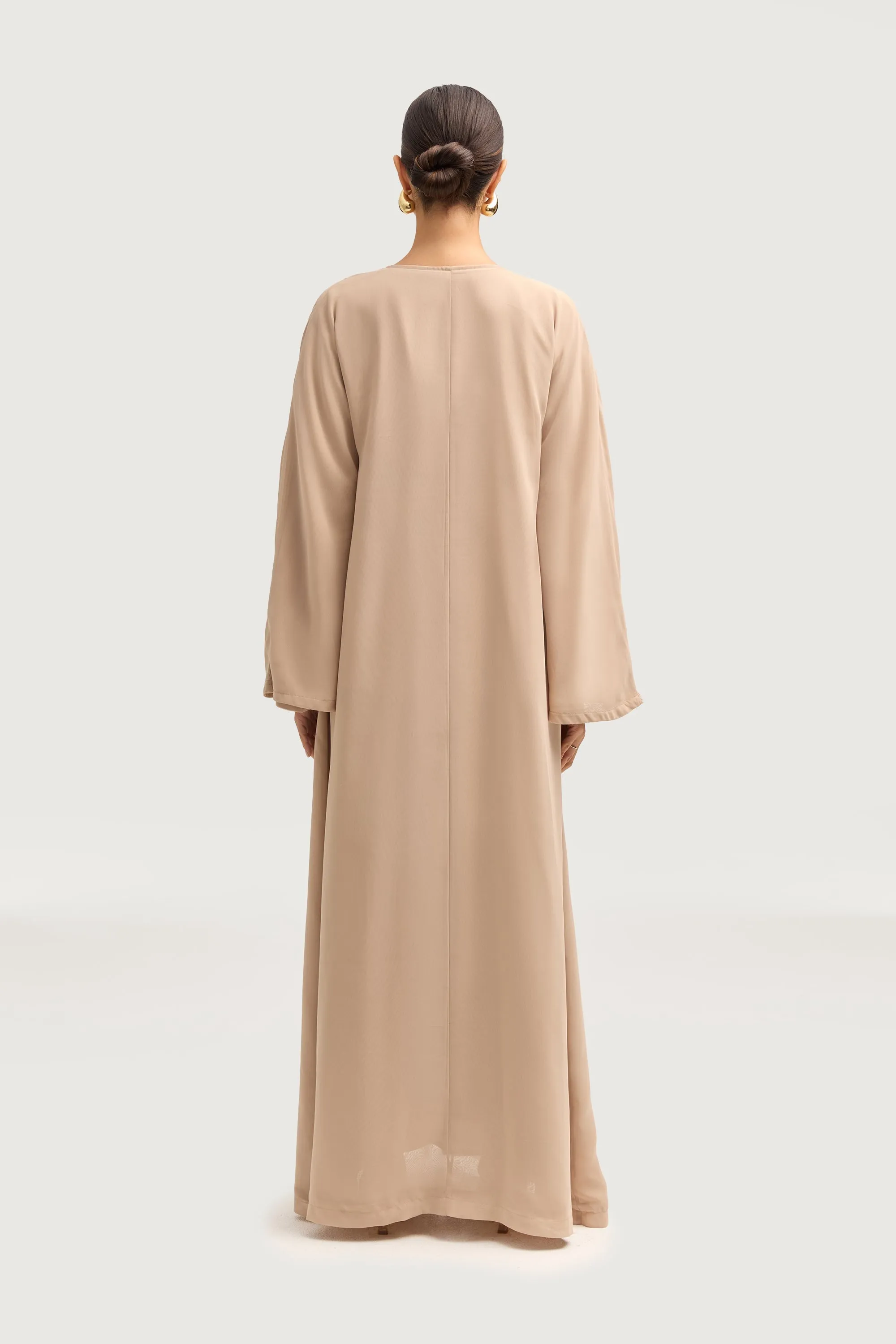 Nevene Open Abaya - Stone