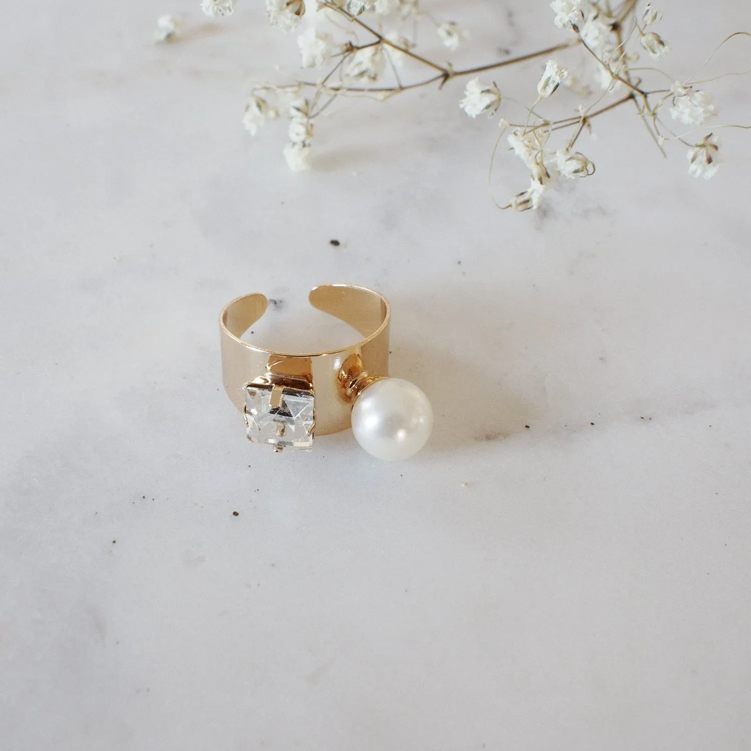 Nicolai Crystal and Pearl Ring