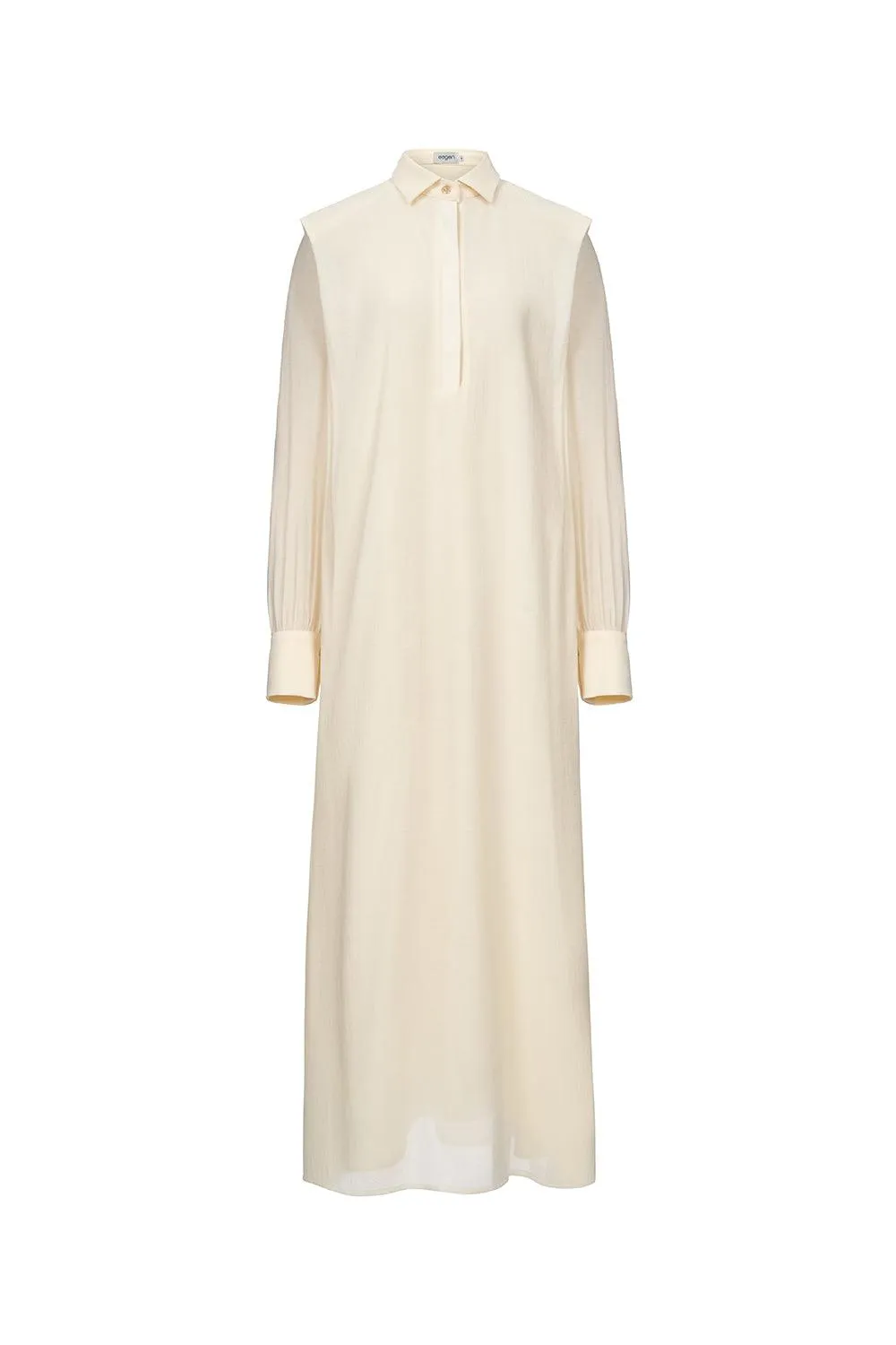 Ophelia Peplum Cuff Sleeved Crinkle Chiffon Ankle Length Dress