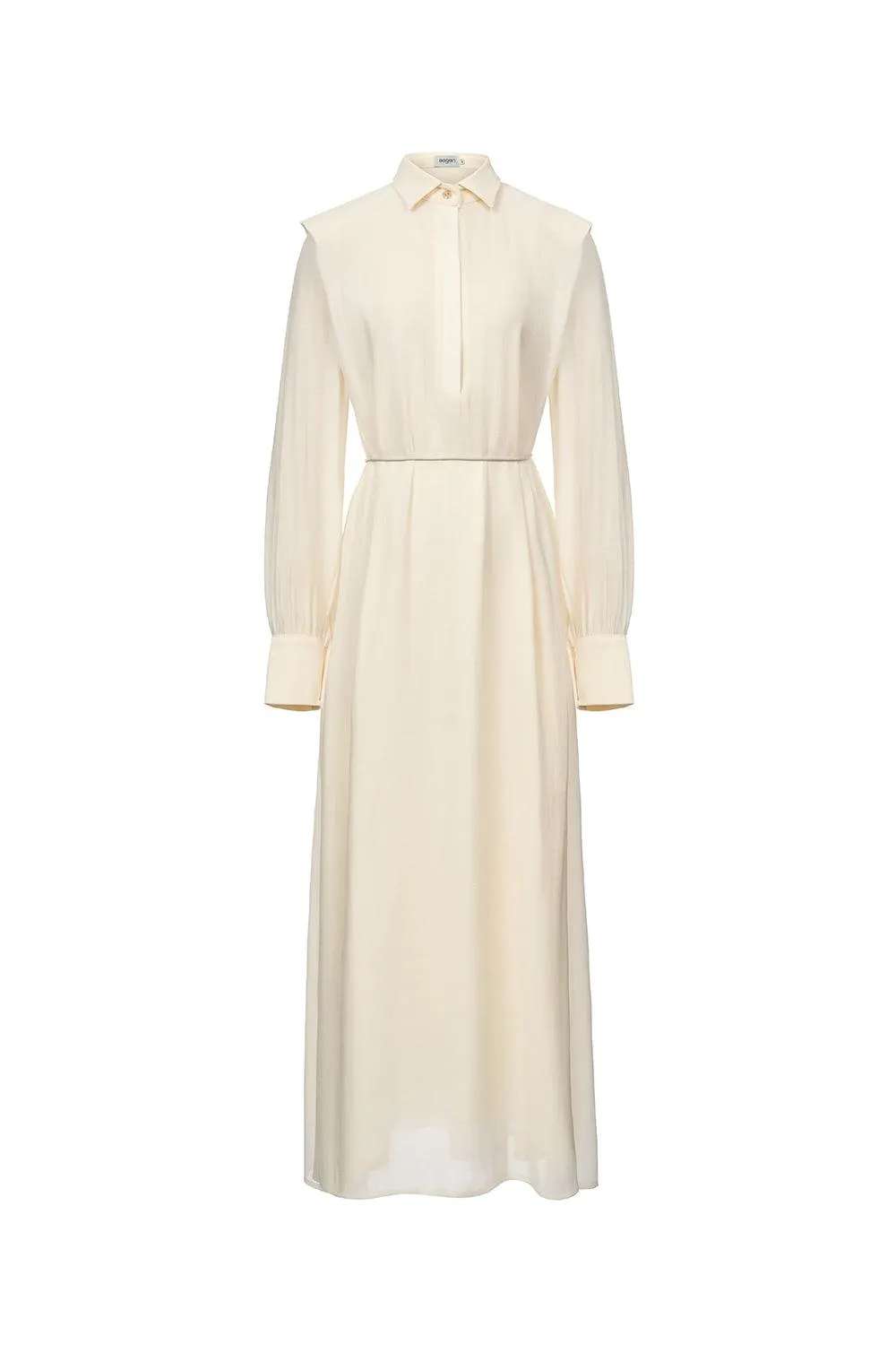 Ophelia Peplum Cuff Sleeved Crinkle Chiffon Ankle Length Dress