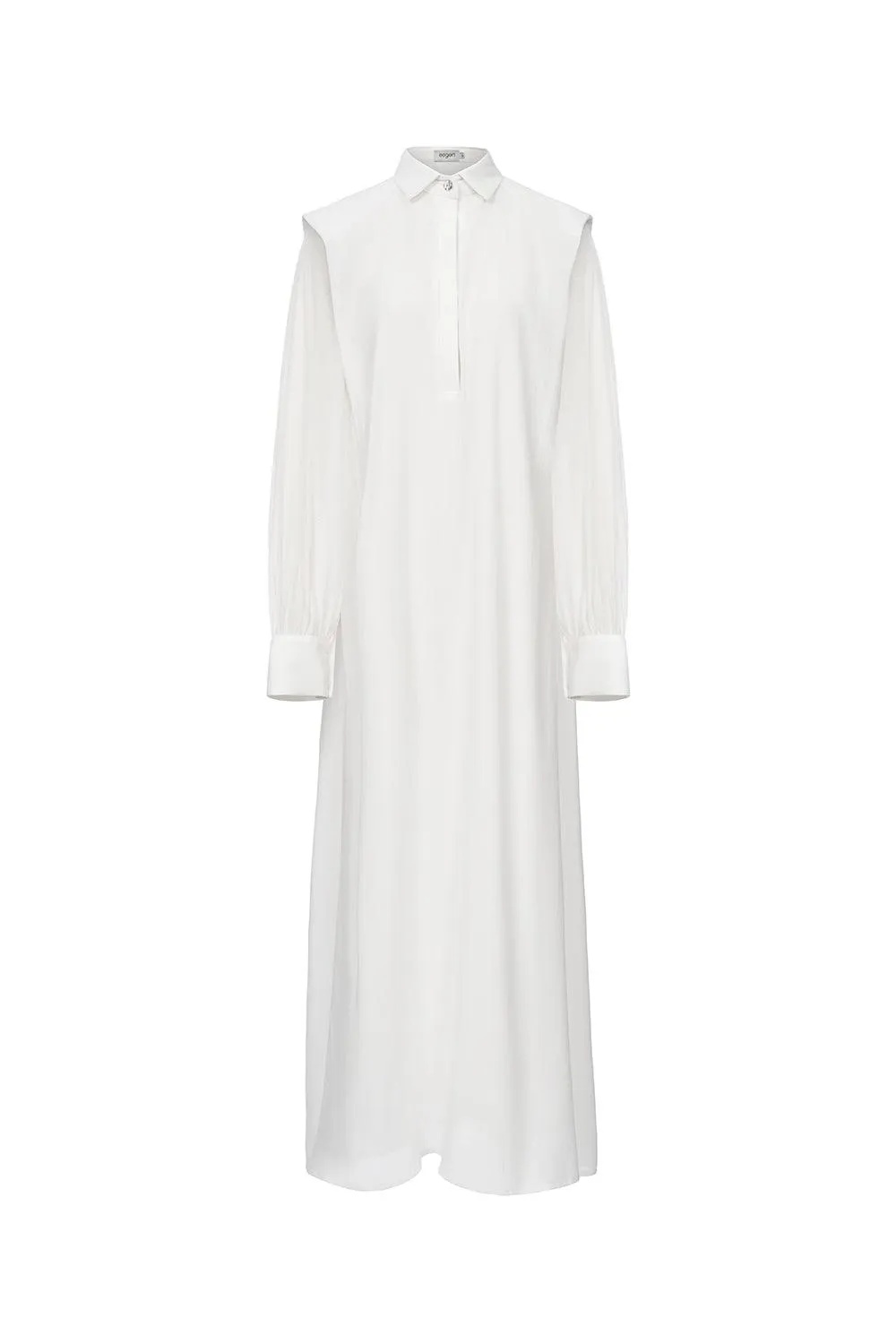 Ophelia Peplum Cuff Sleeved Crinkle Chiffon Ankle Length Dress
