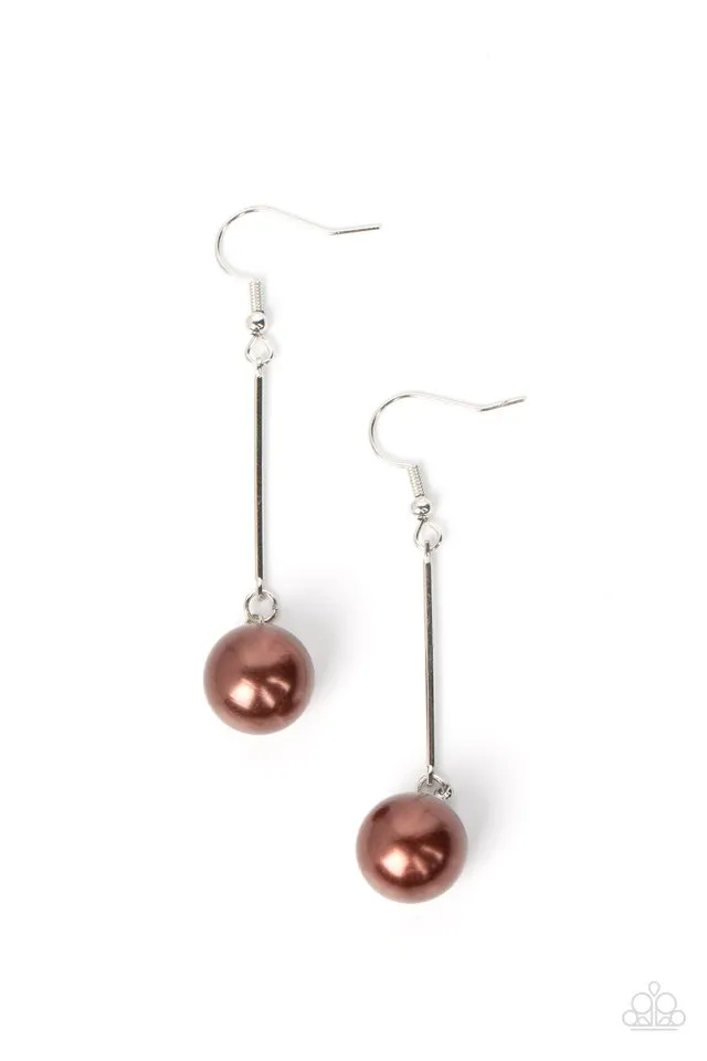 Paparazzi Earring ~ Pearl Redux - Brown