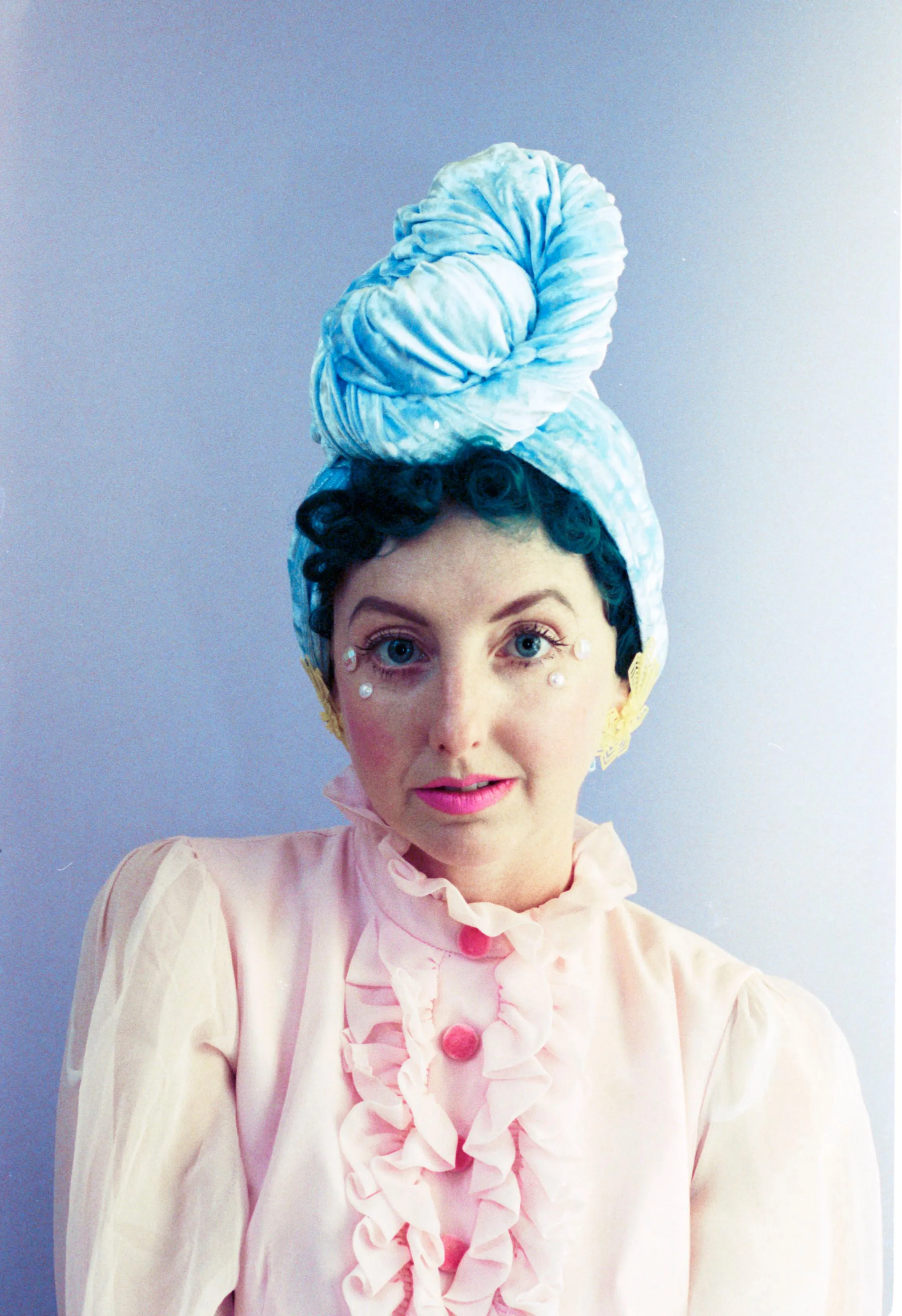 Pastel Blue Crushed Turban