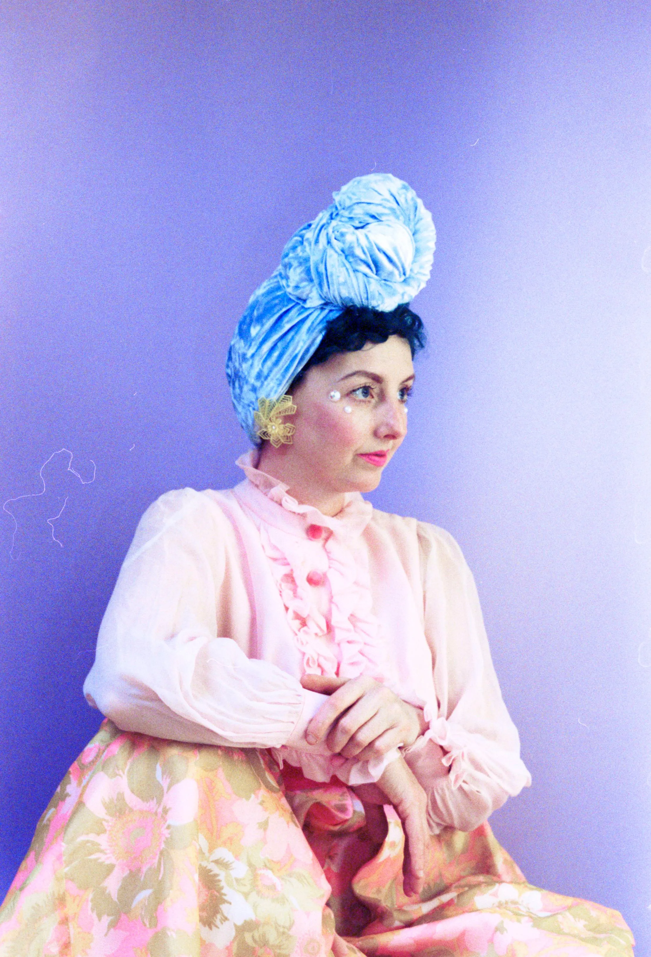 Pastel Blue Crushed Turban