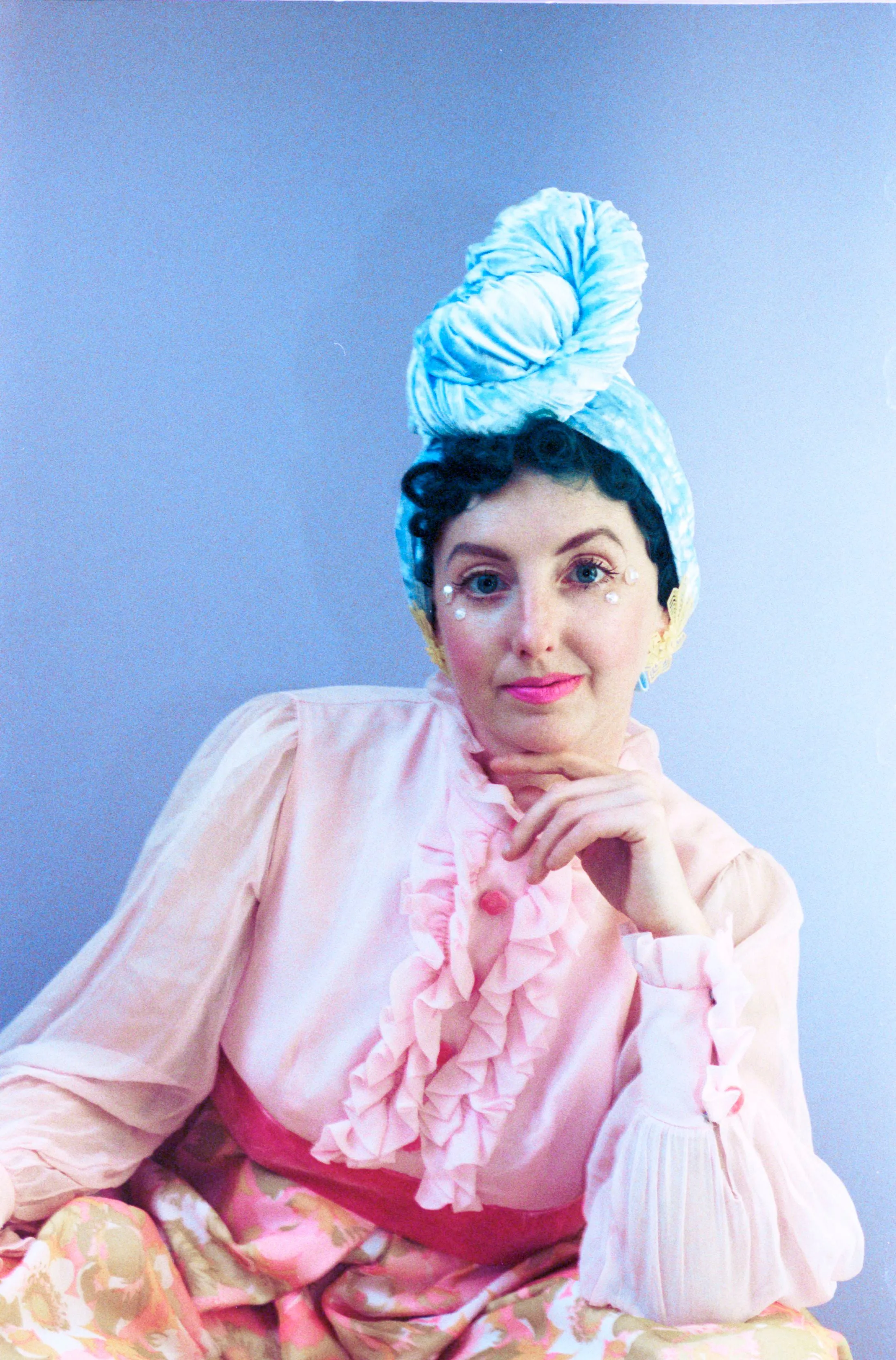 Pastel Blue Crushed Turban