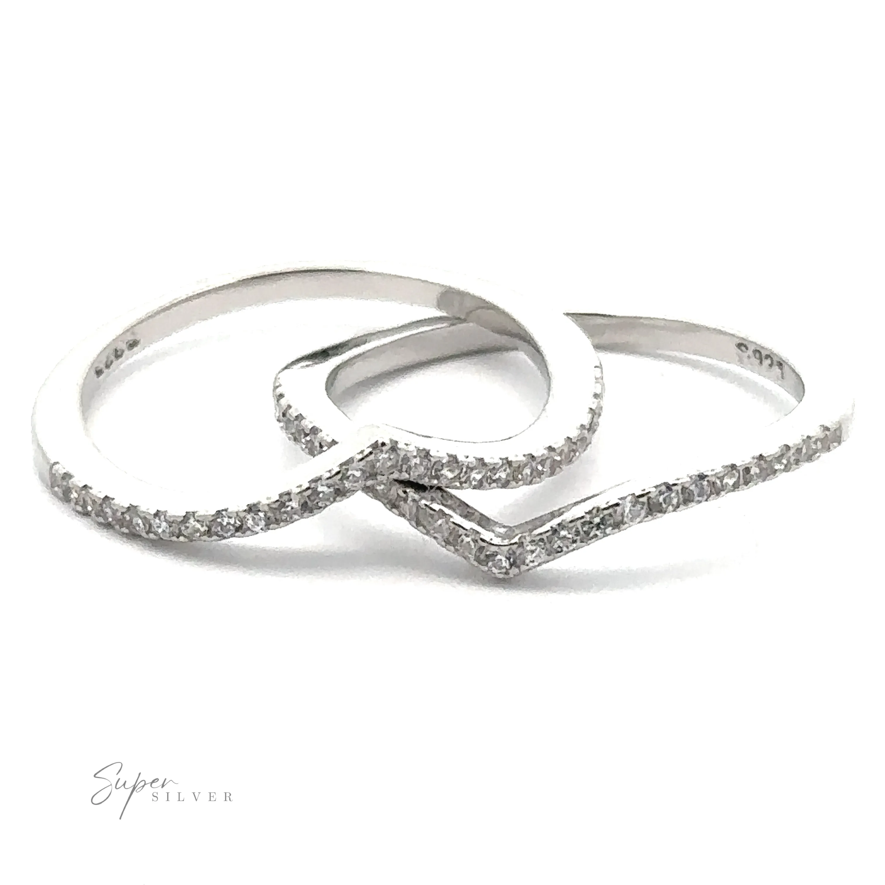 Pave Cubic Zirconia Chevron Ring