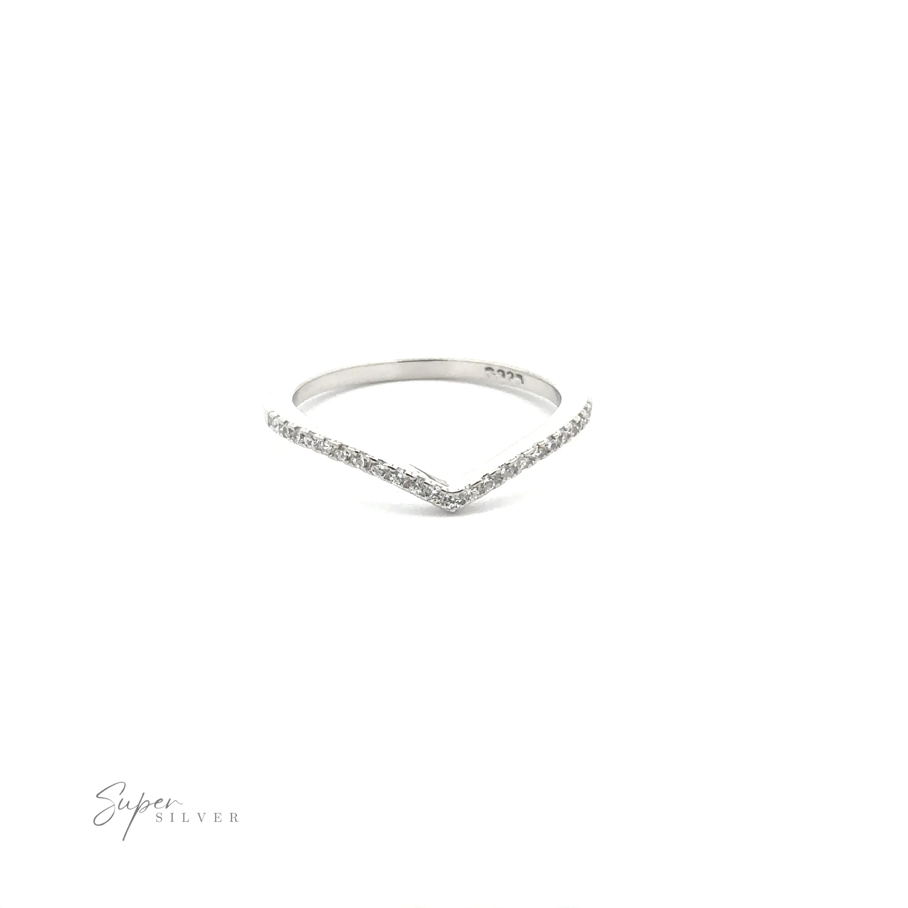 Pave Cubic Zirconia Chevron Ring
