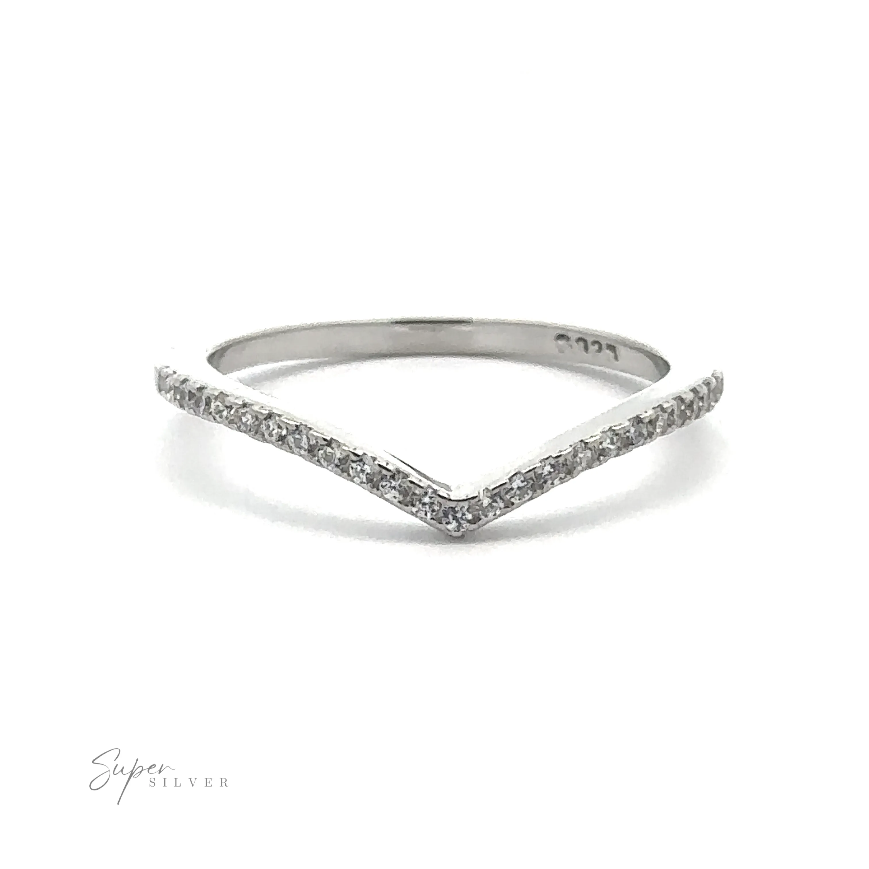 Pave Cubic Zirconia Chevron Ring