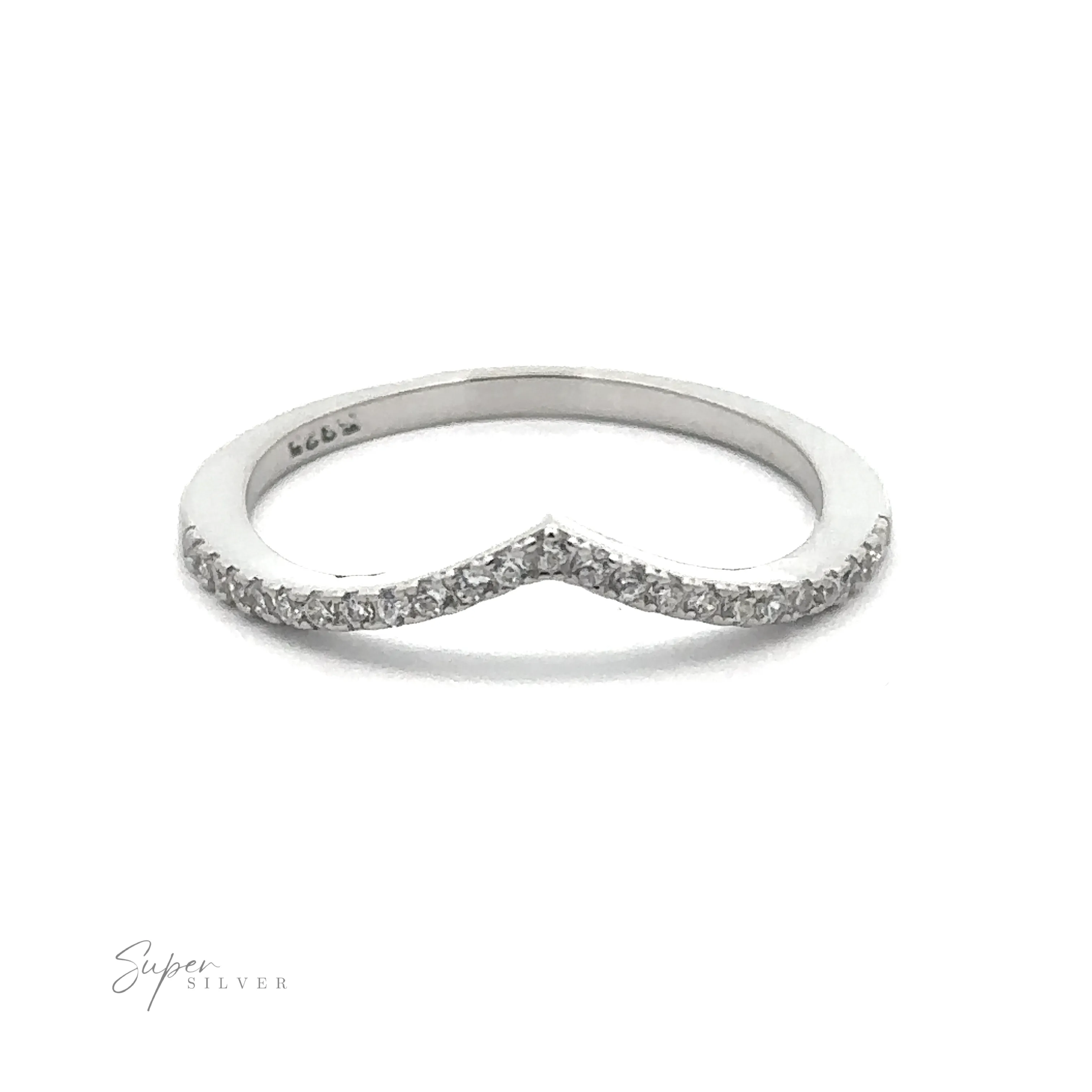 Pave Cubic Zirconia Chevron Ring