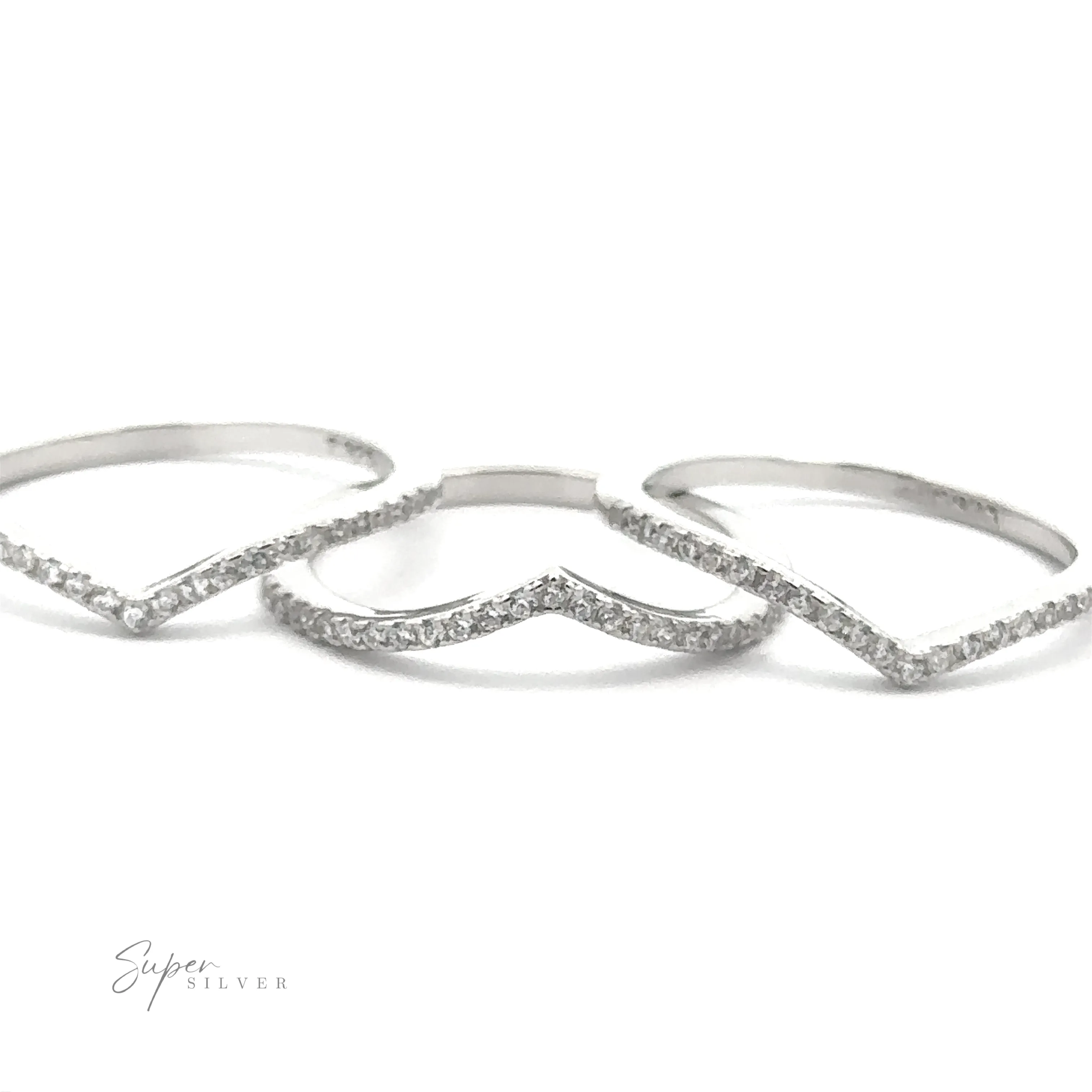 Pave Cubic Zirconia Chevron Ring