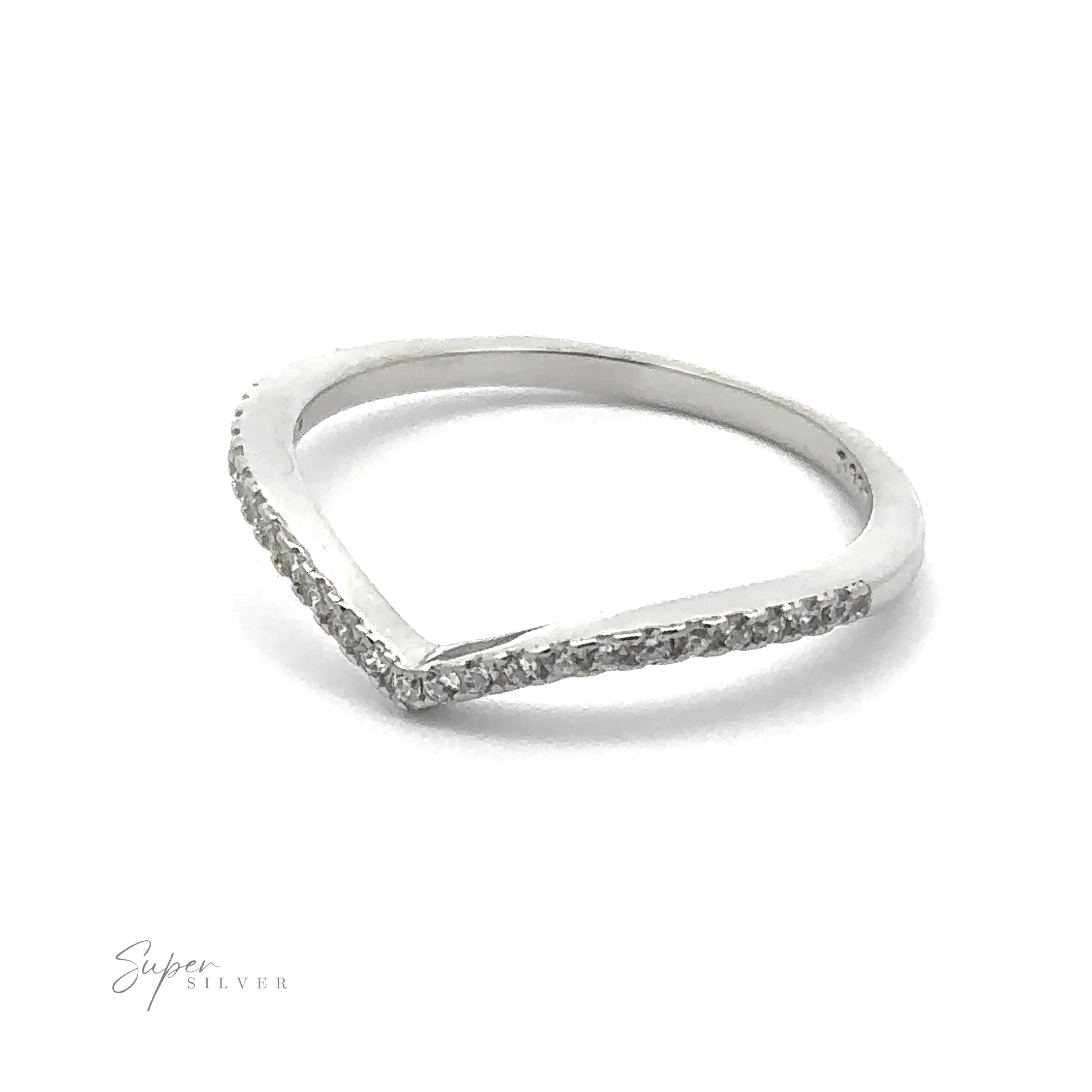 Pave Cubic Zirconia Chevron Ring