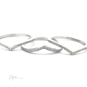 Pave Cubic Zirconia Chevron Ring