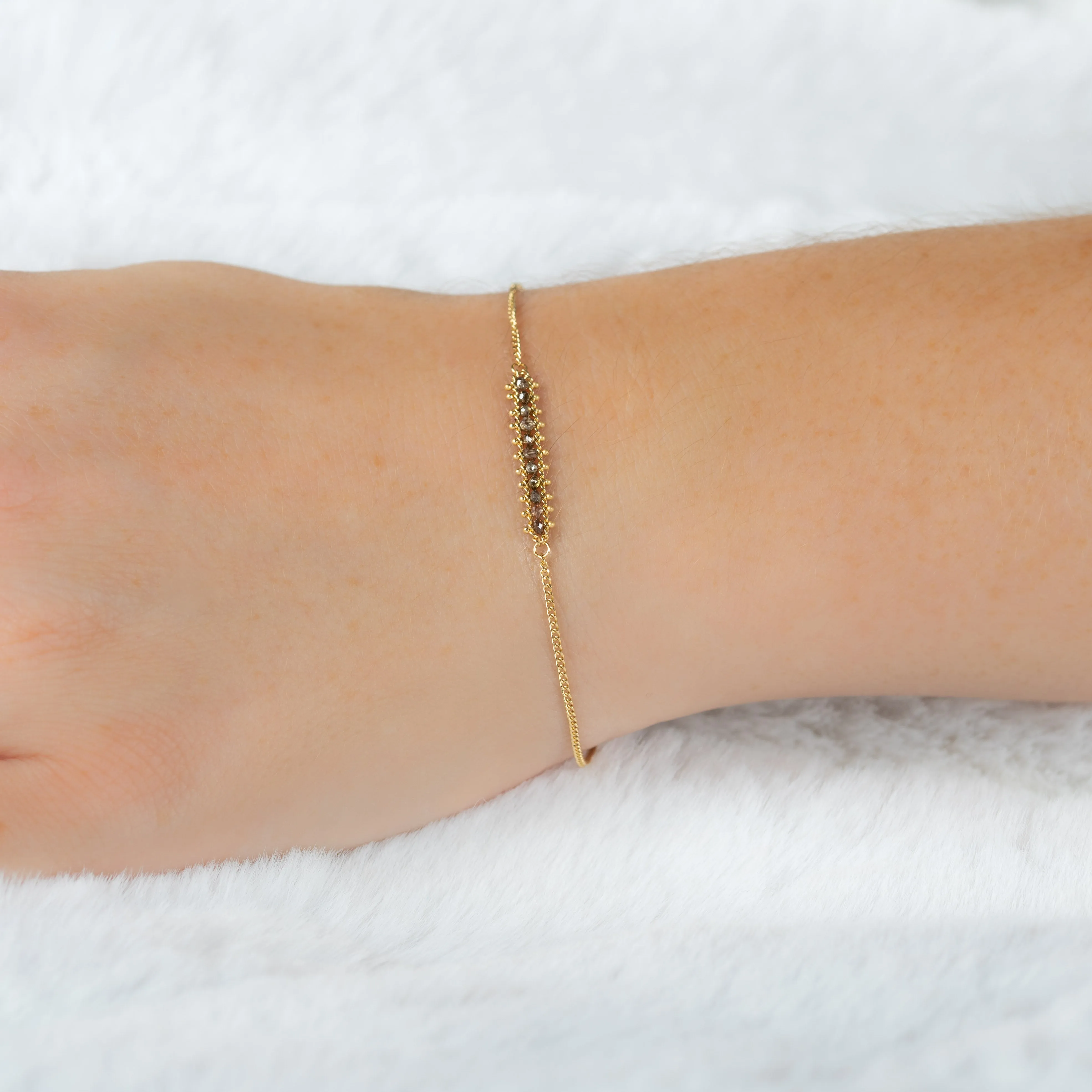 Petite Textile Row Bracelet in Champagne Diamond