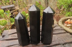 Polished Black Basalt Points -Prisms x 6 From Madagascar