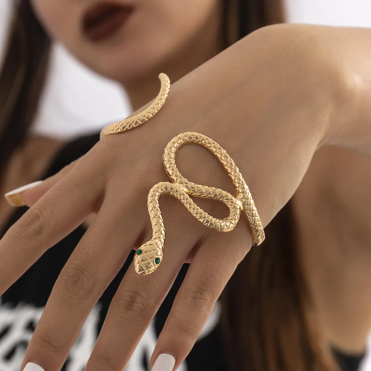 Punk Snake Pattern Open Bracelet from Vienna Verve Collection