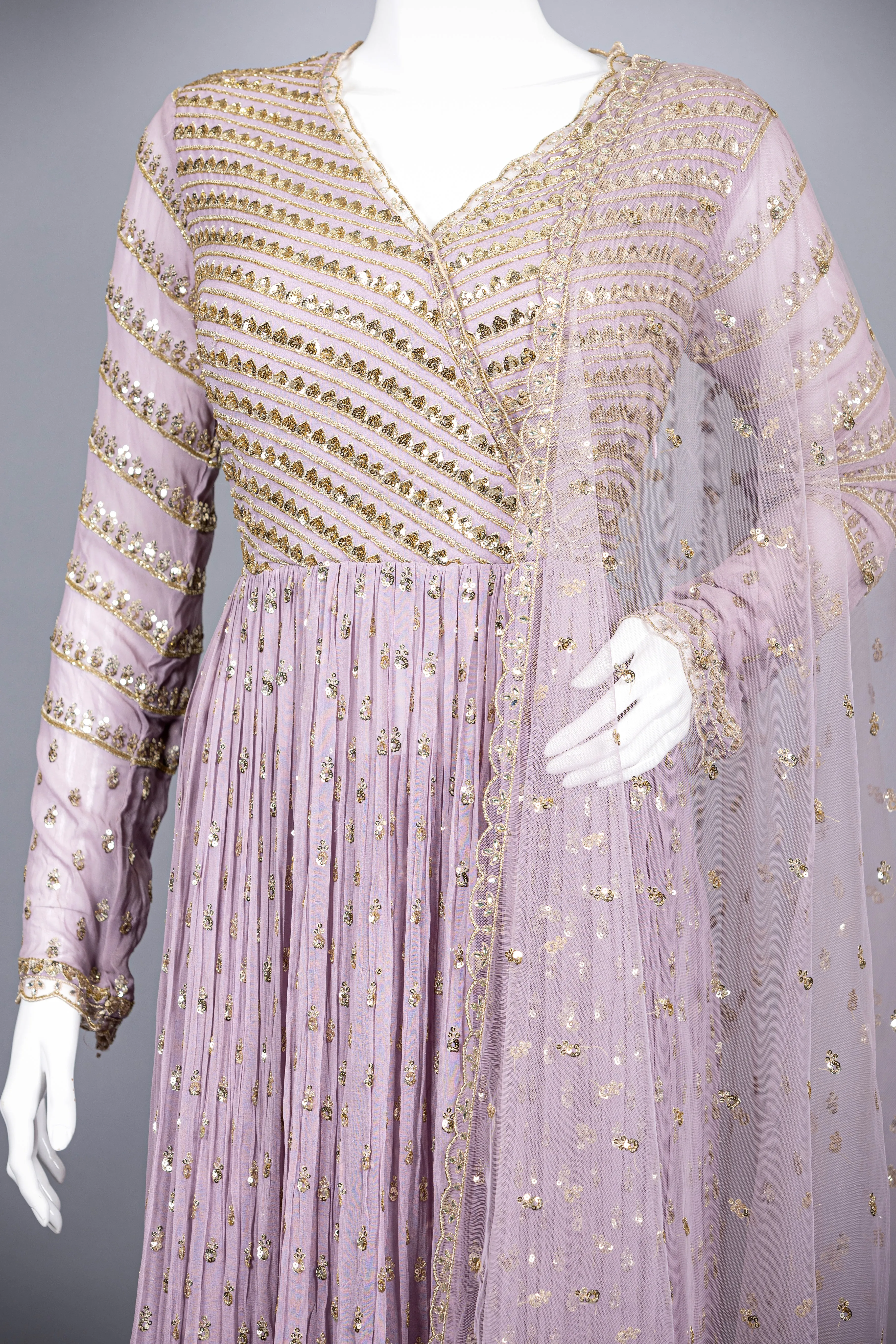Purple Georgette Silk Plazo with Hand Work