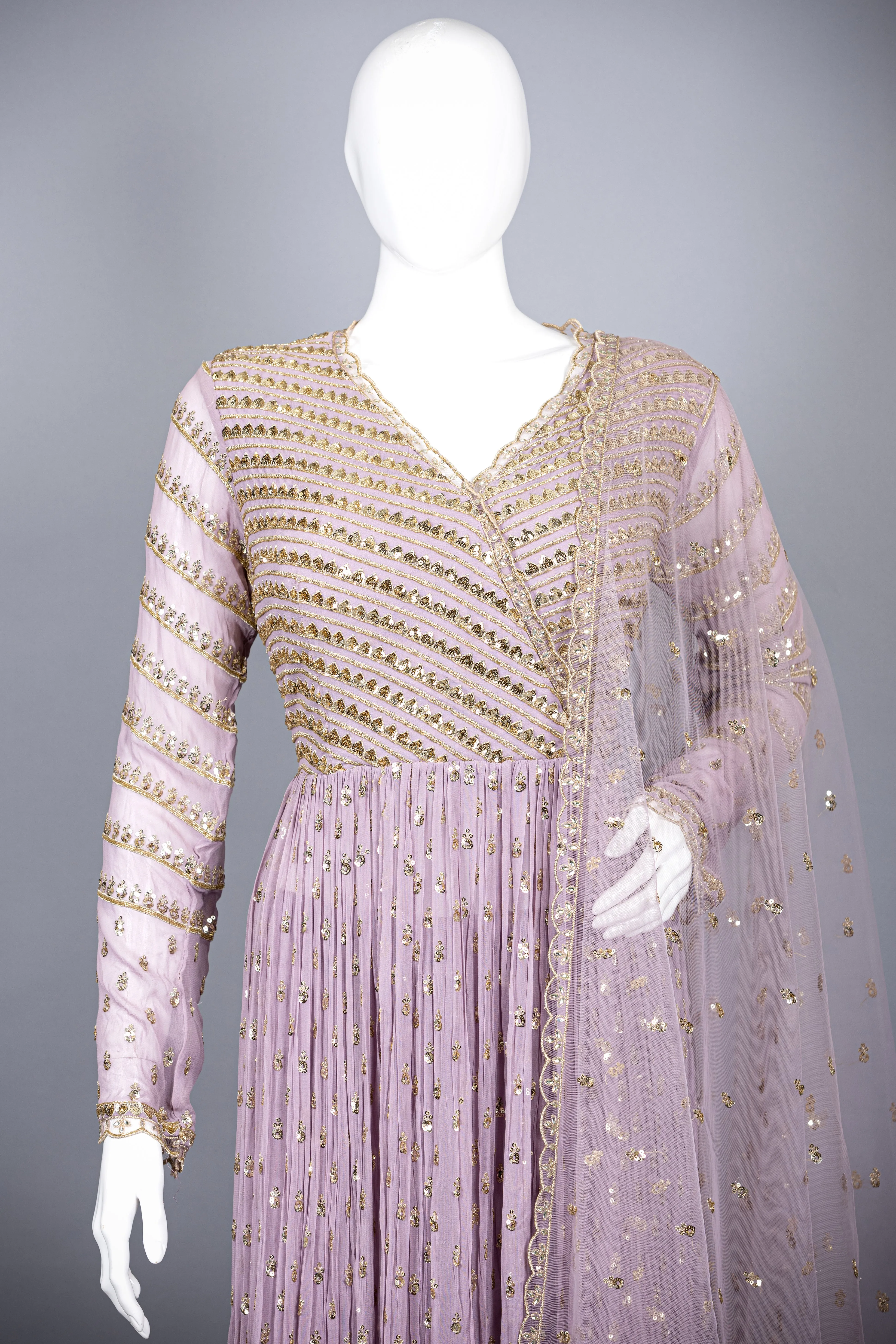 Purple Georgette Silk Plazo with Hand Work