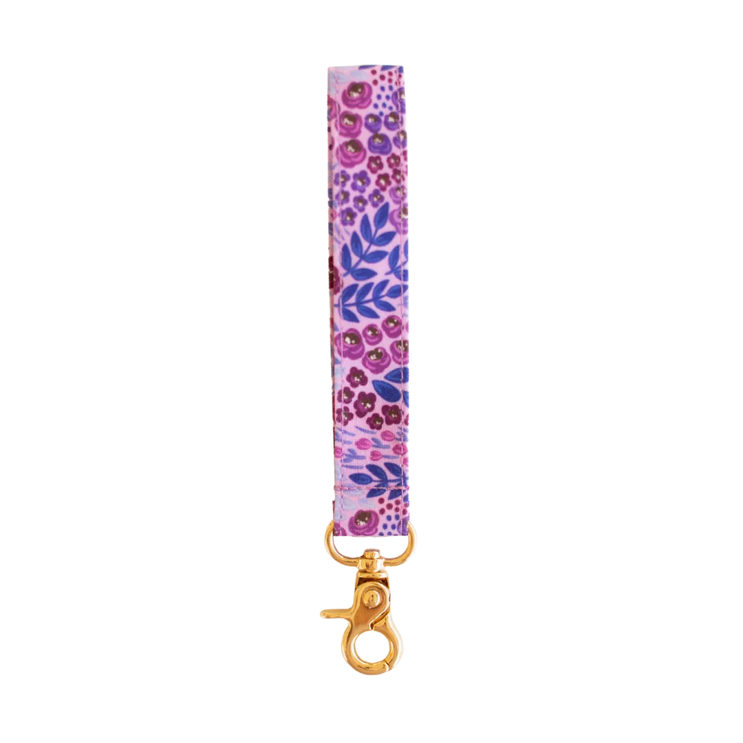 Purple Wildflowers Wristlet Keychain
