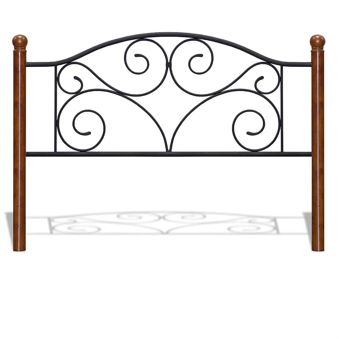 Queen Complete Metal Bed Frame with Wood Post Headboard and Footboard in Matte Black Finish