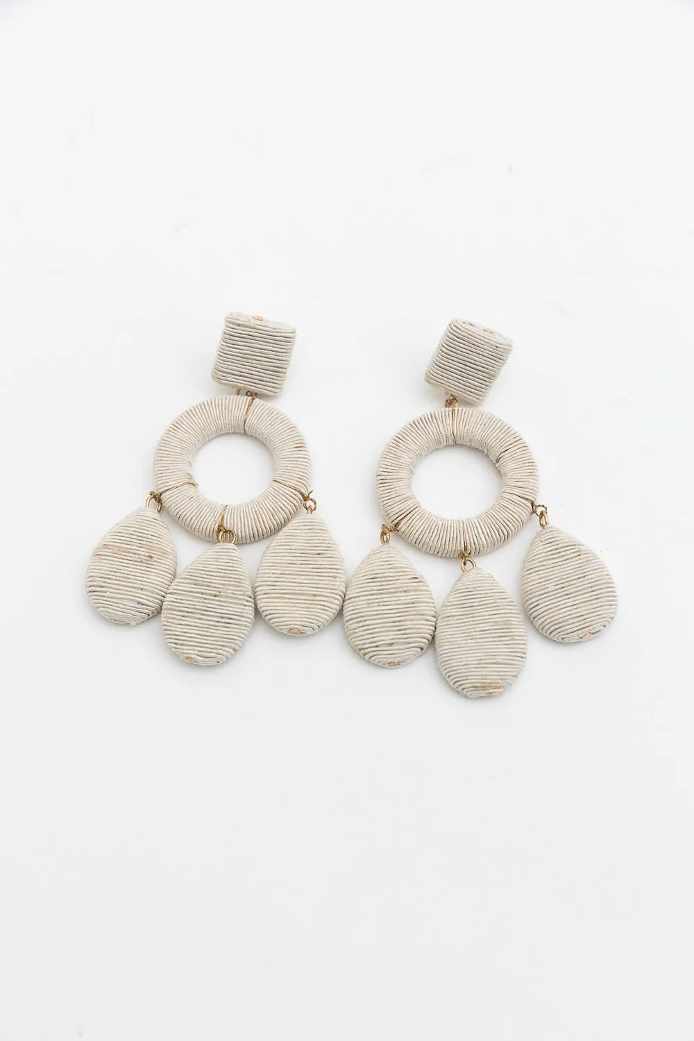 Raffia Bloom Circle & Teardrop Earrings