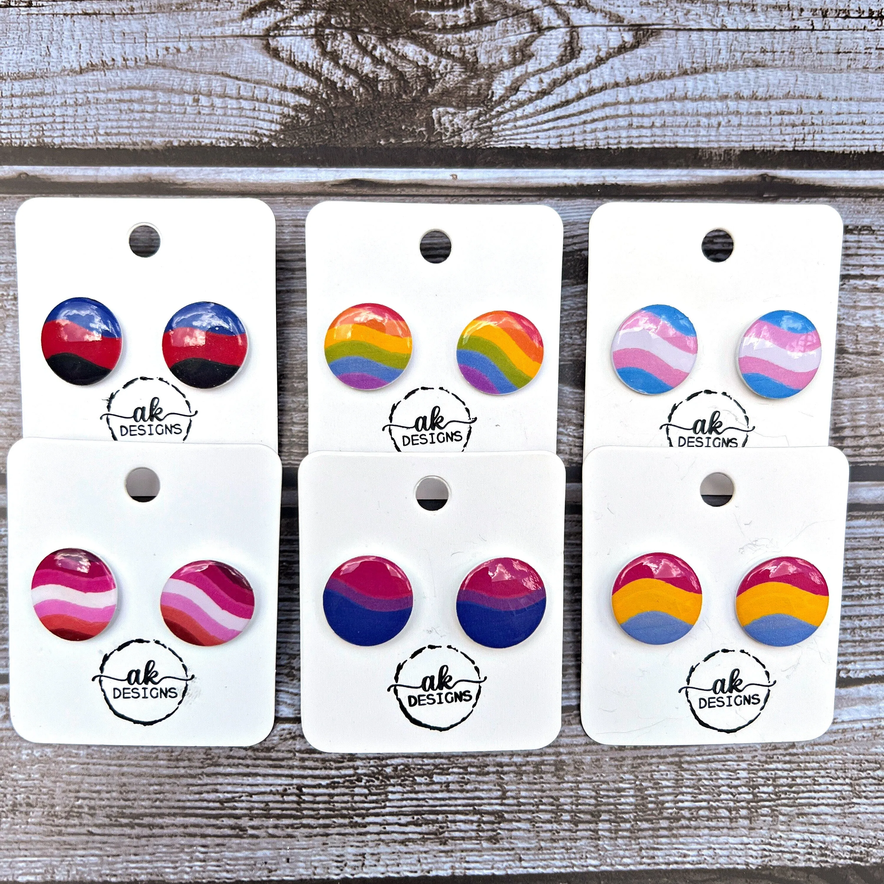 Rainbow LGBTQ  Trans Gay Poly Lesbian Pansexual Pride Hypoallergenic Stud Plastic Earrings