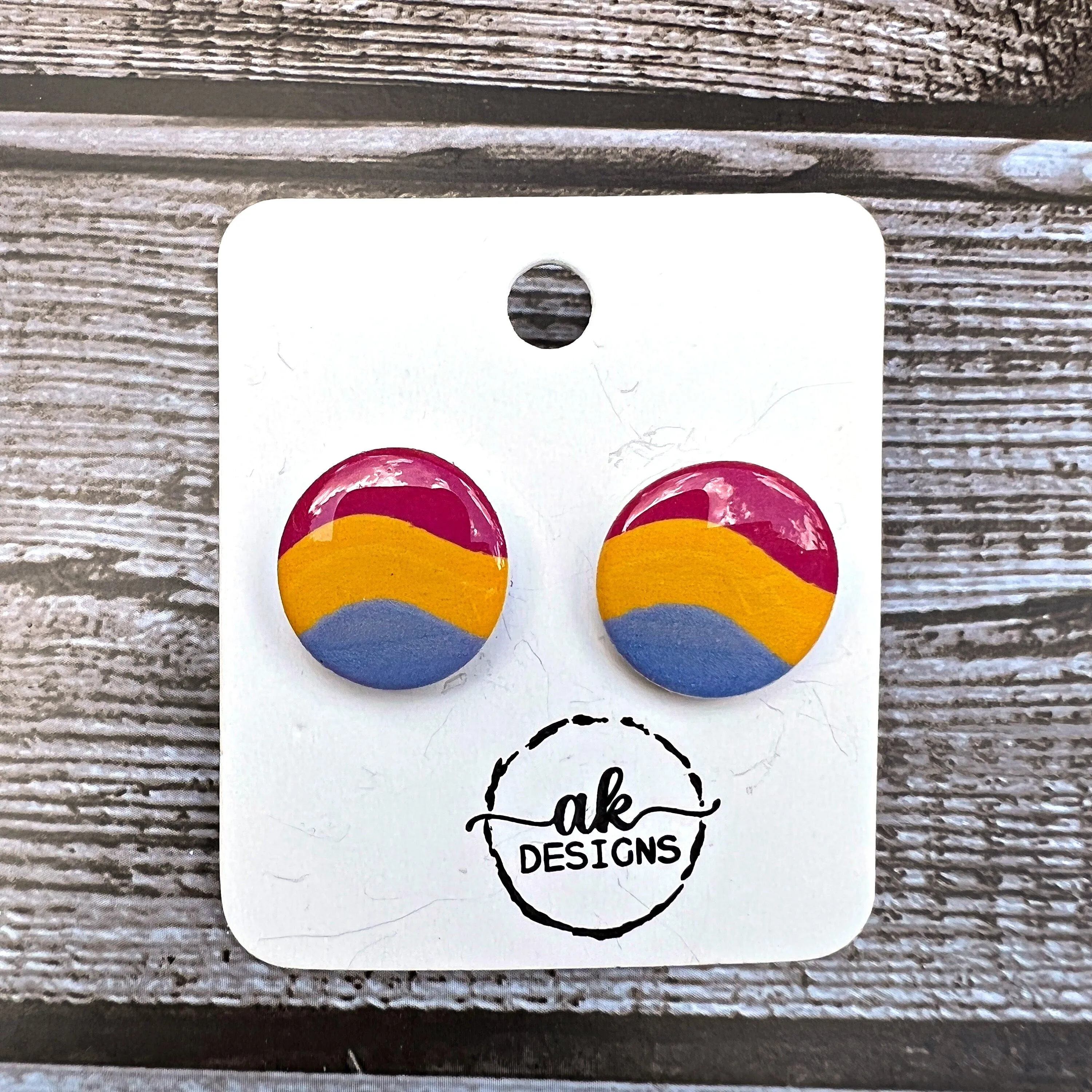 Rainbow LGBTQ  Trans Gay Poly Lesbian Pansexual Pride Hypoallergenic Stud Plastic Earrings