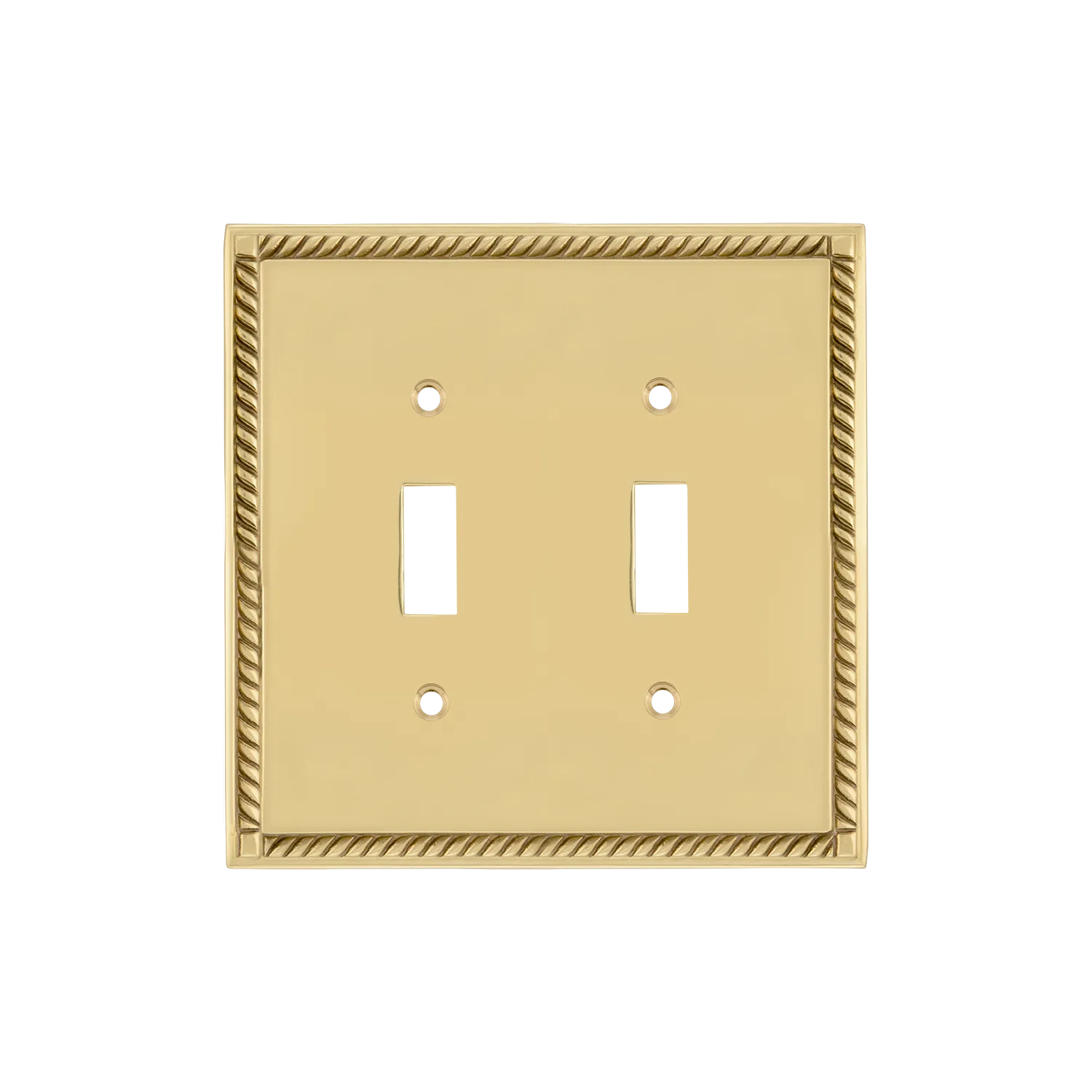 Rope Switch Plate with Double Toggle in Unlacquered Brass