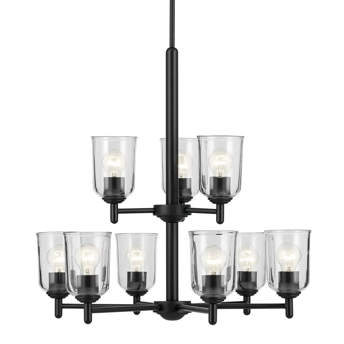 Shailene 27" 9-Light Chandelier with Clear Glass, Black Finish