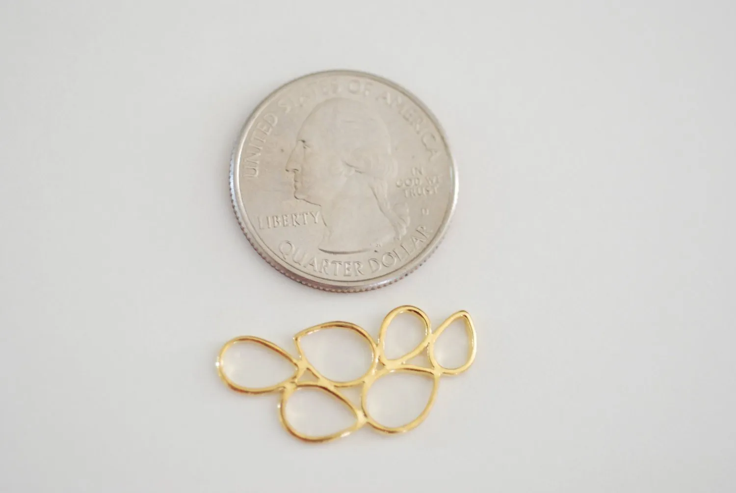 Shiny Vermeil Gold Bubble Tear Drop Connector - 18k gold plated over sterling silver bubble connector link spacer, Vermeil Gold Tear drop