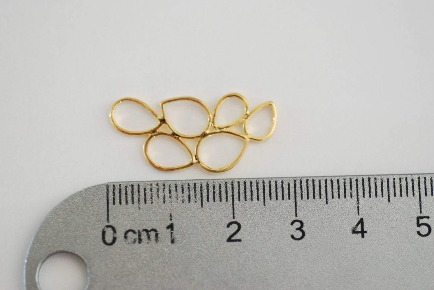Shiny Vermeil Gold Bubble Tear Drop Connector - 18k gold plated over sterling silver bubble connector link spacer, Vermeil Gold Tear drop