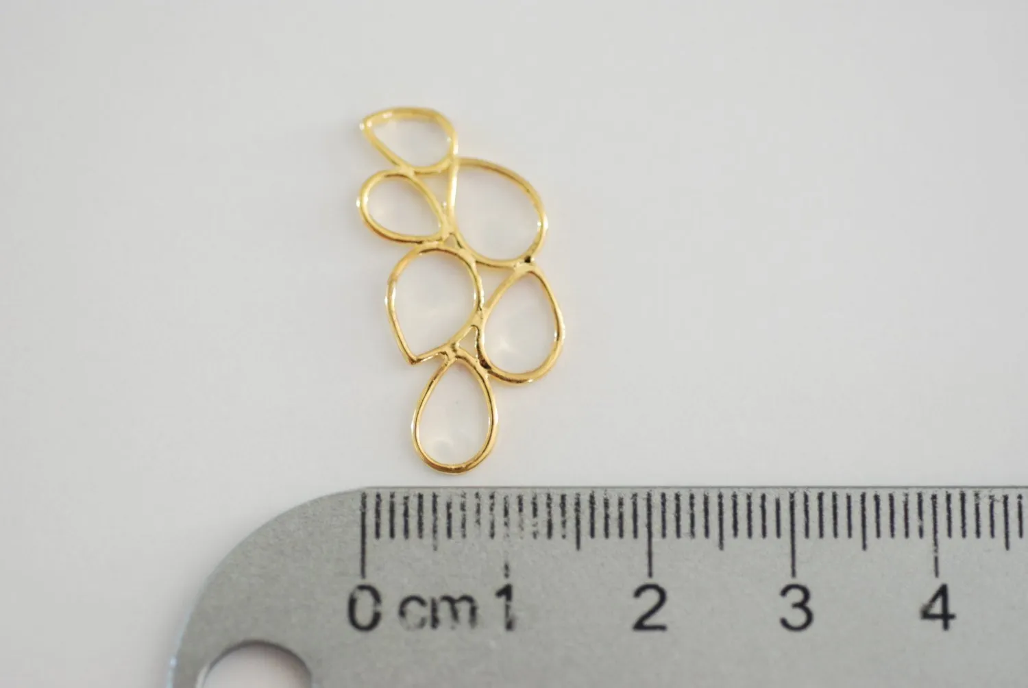 Shiny Vermeil Gold Bubble Tear Drop Connector - 18k gold plated over sterling silver bubble connector link spacer, Vermeil Gold Tear drop