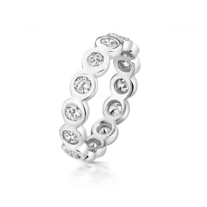 Silver & Co 10-Stone Cubic Zirconia Eternity Ring in Flat Rubover Setting SRG0102
