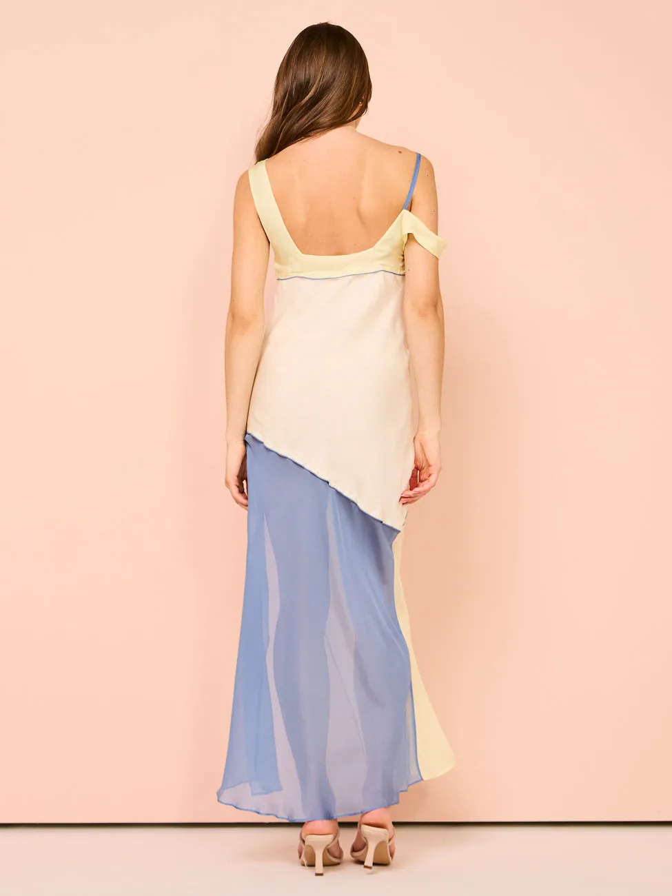 Sir Thames Splice Midi Dress in Ecru Multi
