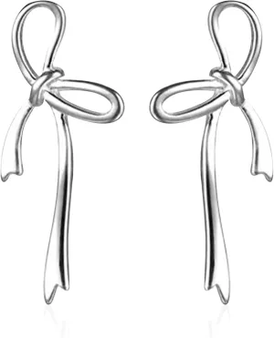 Solid 925 Sterling Silver Bow Stud Earrings for Women Bowknot Stud Earrings Drops