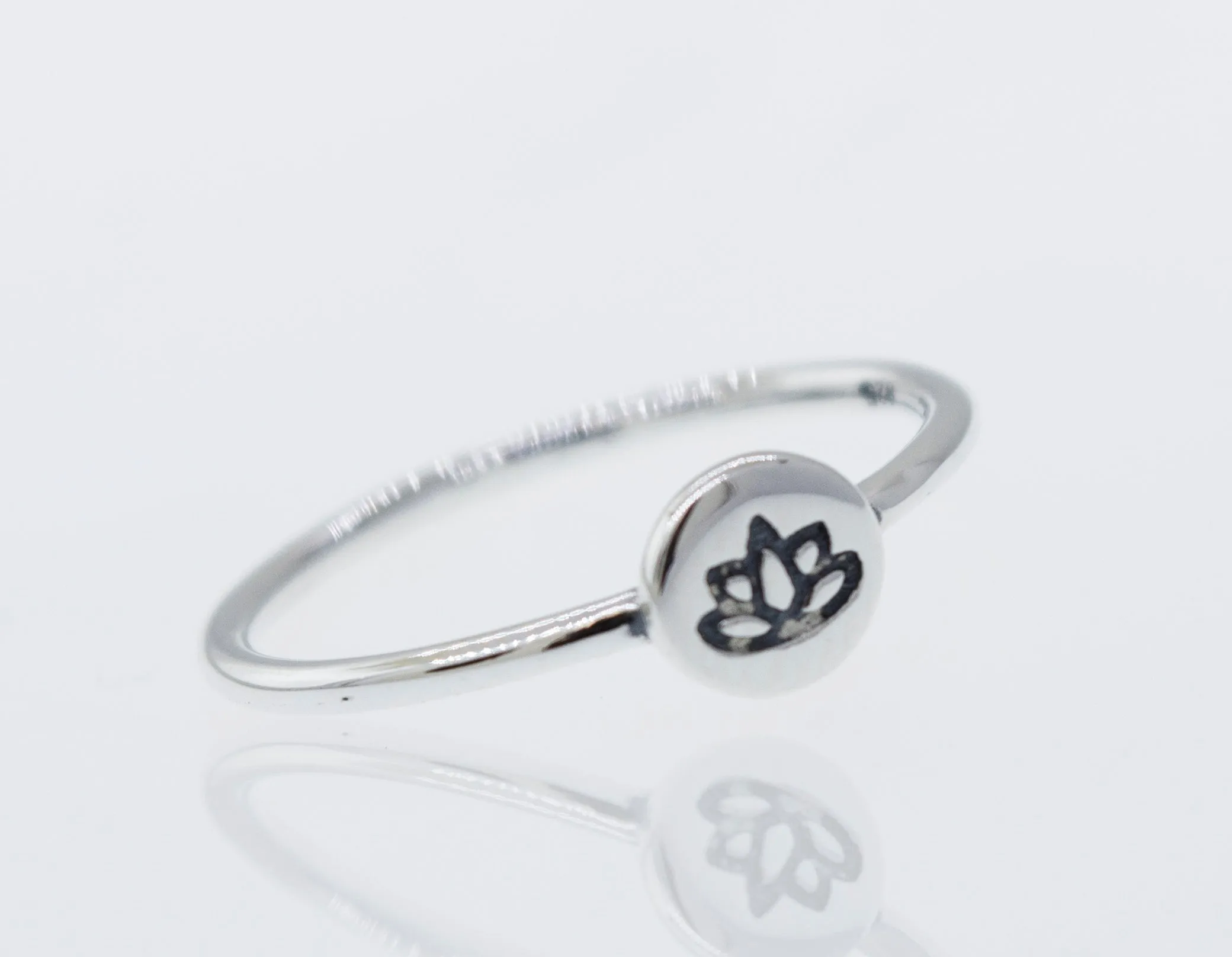 Stackable Silver Lotus Ring