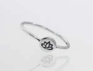 Stackable Silver Lotus Ring