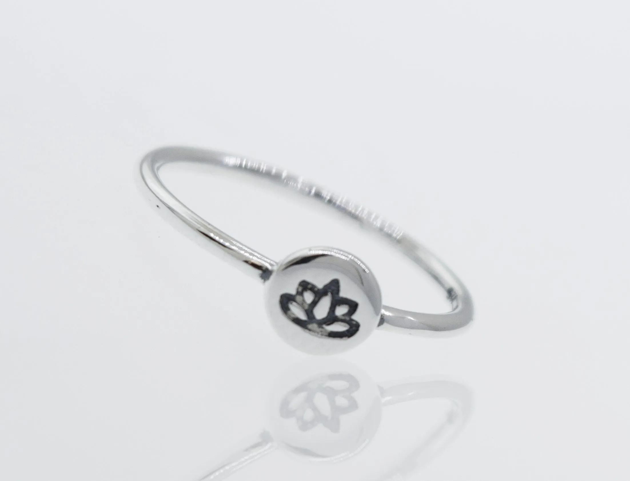 Stackable Silver Lotus Ring