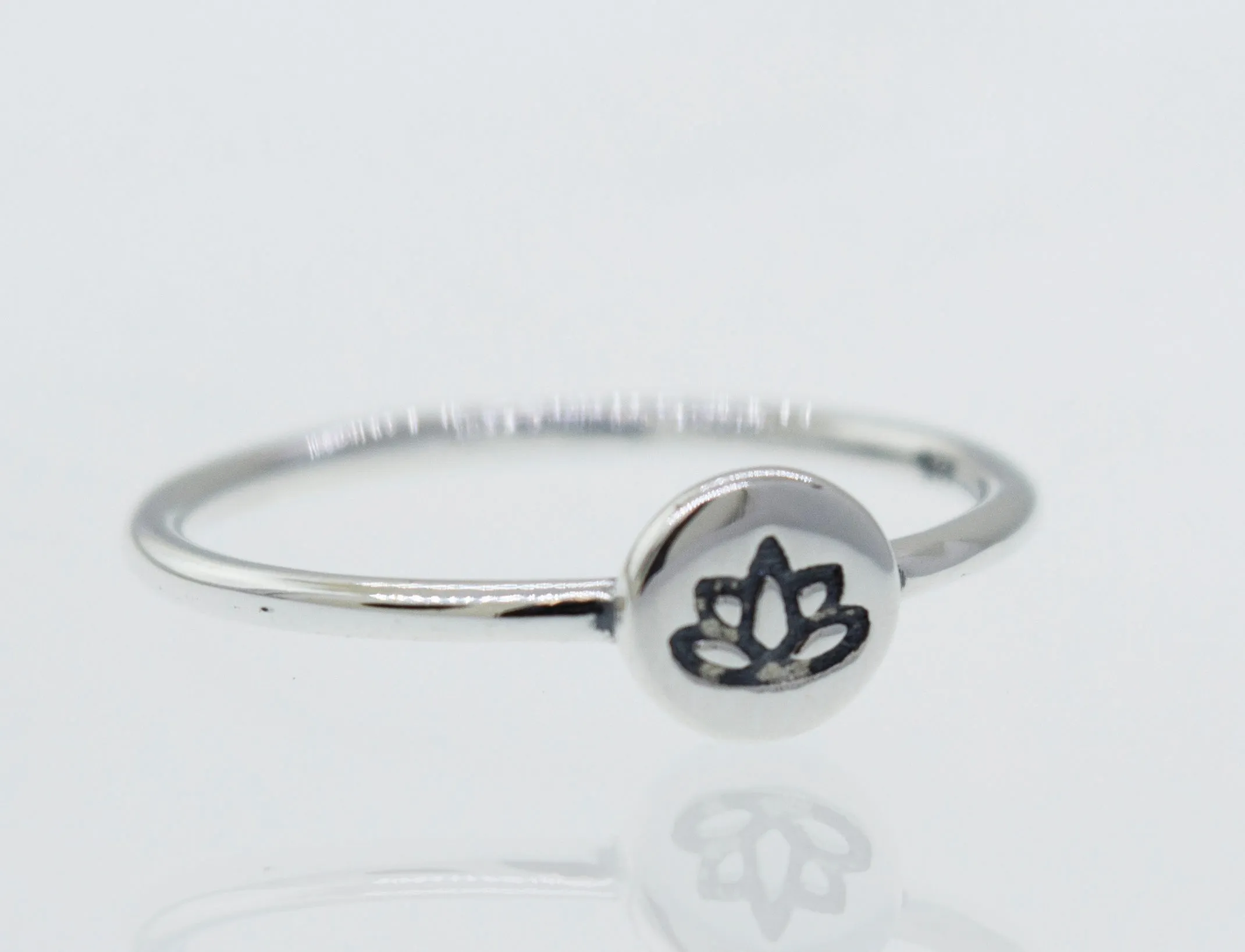 Stackable Silver Lotus Ring