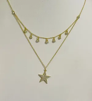 Star CZ Stone Layering Necklace