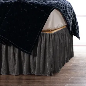 Stella Dark Slate Faux Silk Velvet Bedskirt