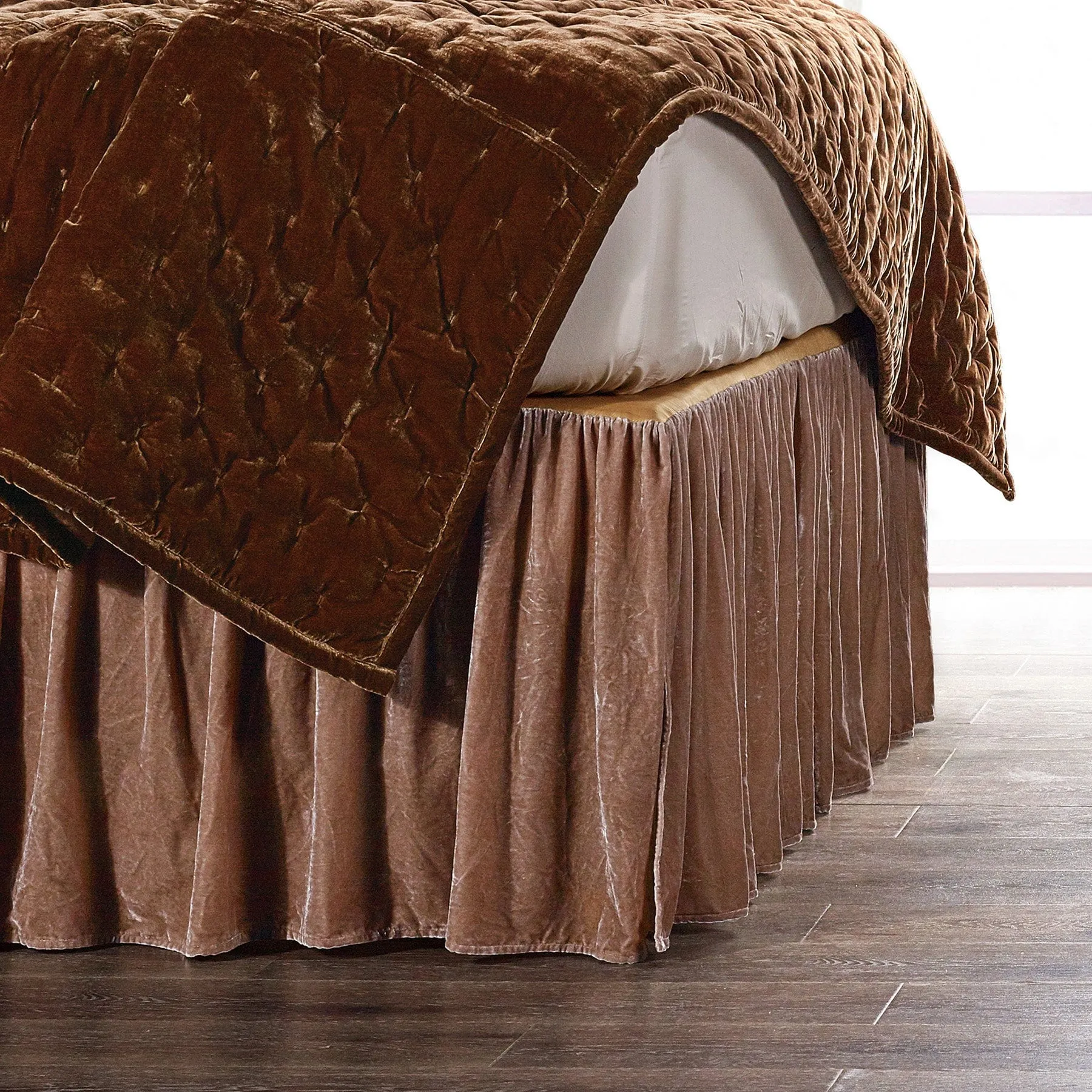 Stella Dusty Rose Faux Silk Velvet Bedskirt