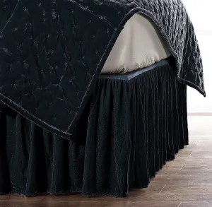 Stella Midnight Blue Faux Silk Velvet Bedskirt