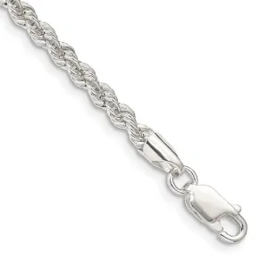 Sterling Silver 3mm Solid Rope Chain Bracelet