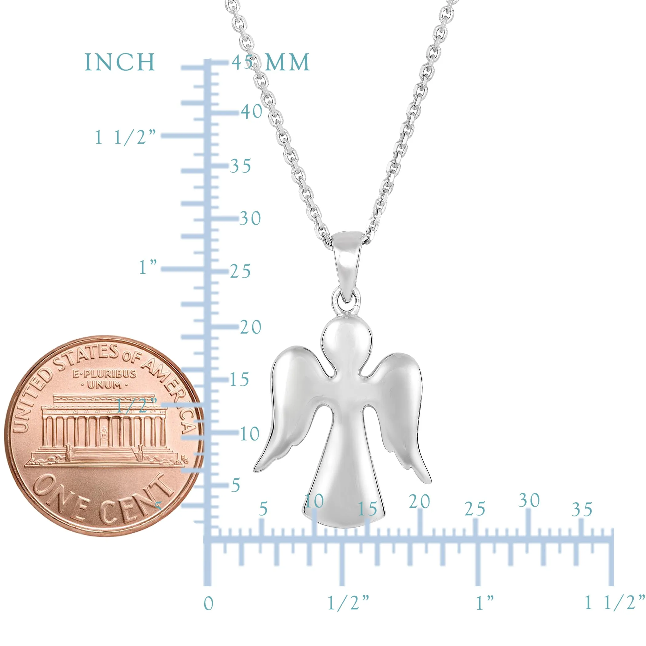 Sterling Silver Angel Pendant Sliding Fashion Necklace, 18"