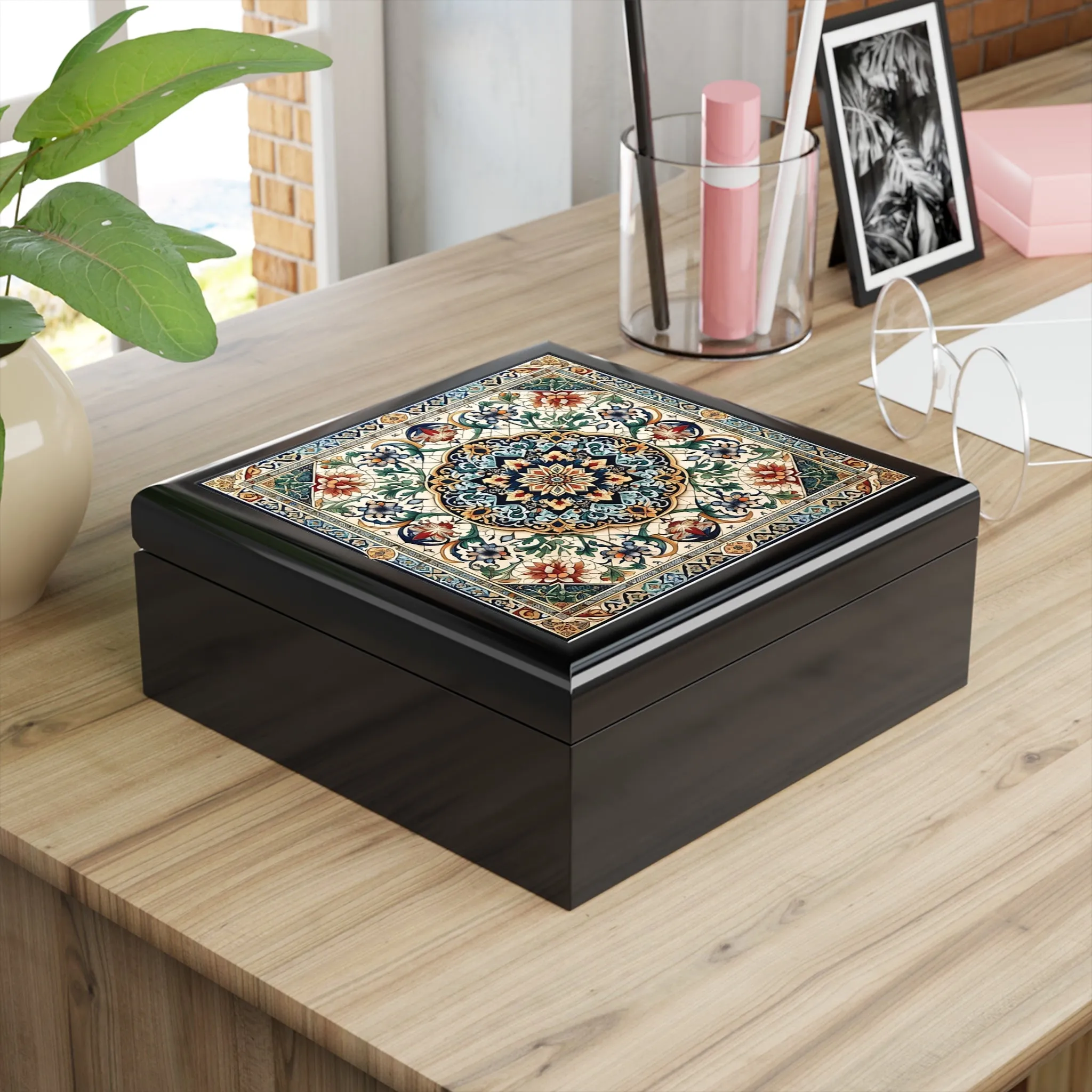 Traditional tile art colorful Jewelry Box traditional tile art