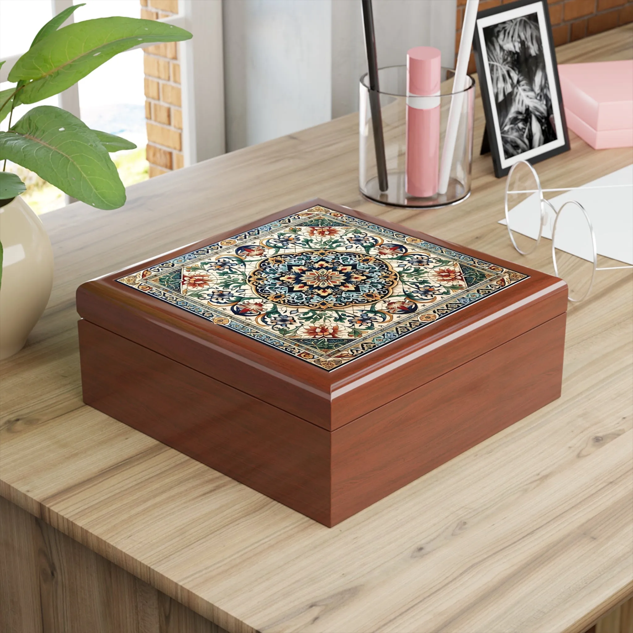 Traditional tile art colorful Jewelry Box traditional tile art